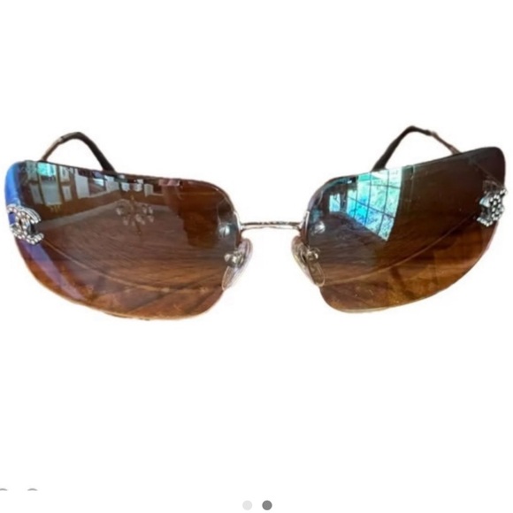 Chanel Black and Silver Rhinestone Sunglasses - Picture 2 of 2